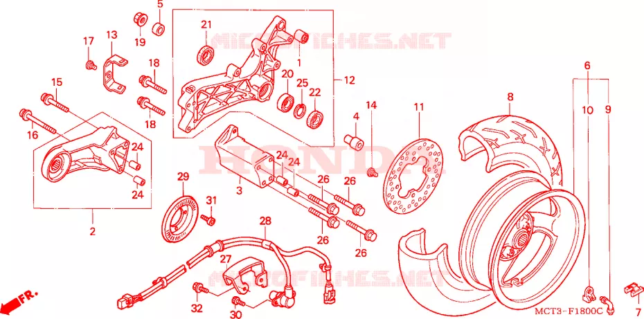 ROUE ARRIERE Honda SCOOTER 600 SILVERWING 2004  FJS600D3