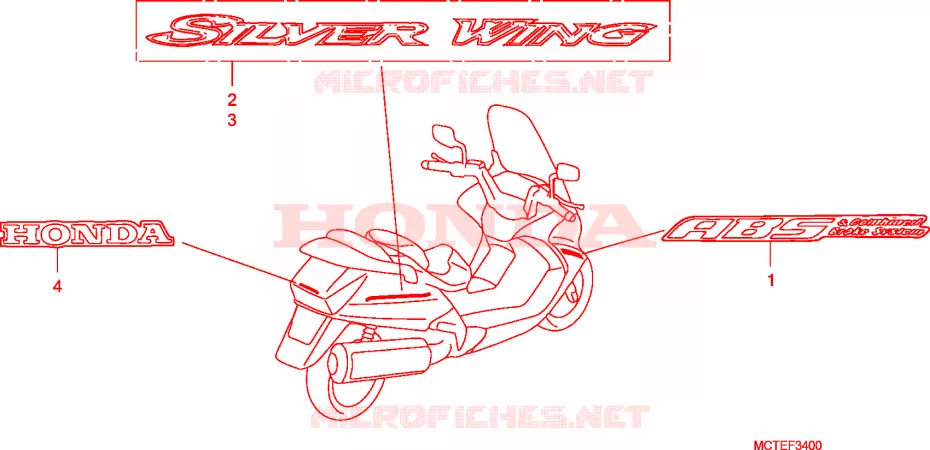 AUTOCOLLANTS Honda SCOOTER 600 SILVERWING 2006  FJS600A6