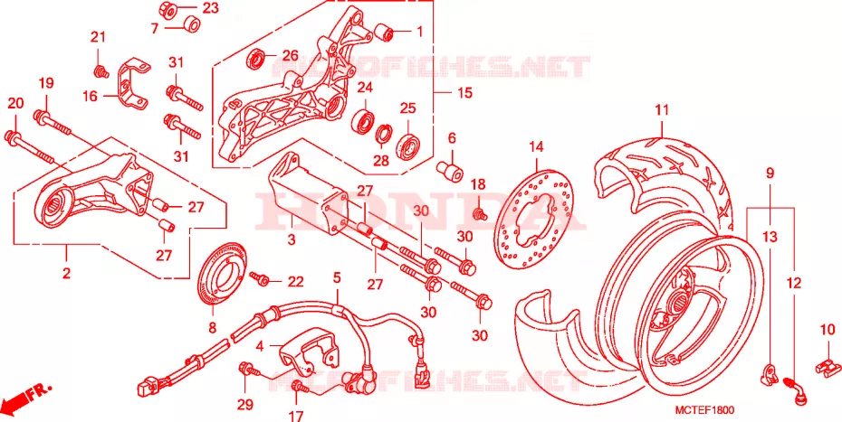 ROUE ARRIERE Honda SCOOTER 600 SILVERWING 2007  FJS600D7