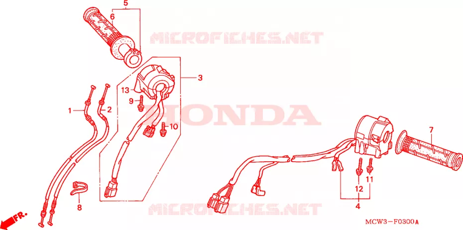 COMMODO - LEVIER - CABLE Honda MOTO 800 VFR 2002  VFR800A2