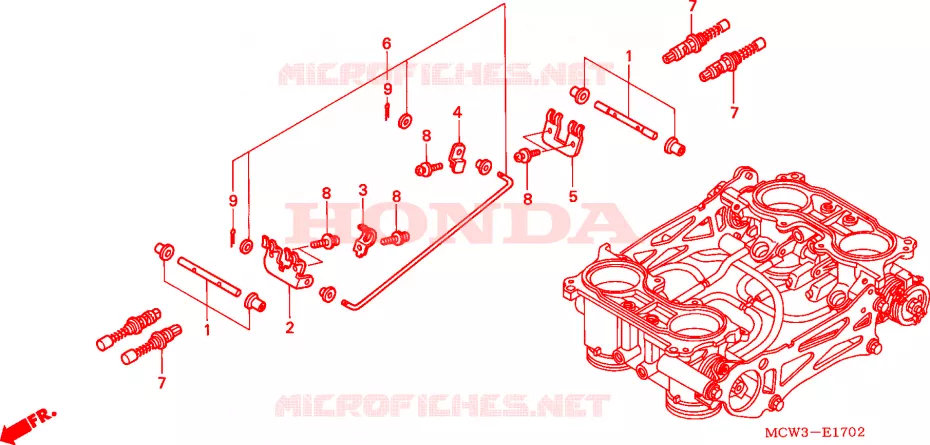 CORPS DE PAPILLON (PIECES CONSTITUTIVES) Honda MOTO 800 VFR 2003  VFR800A3