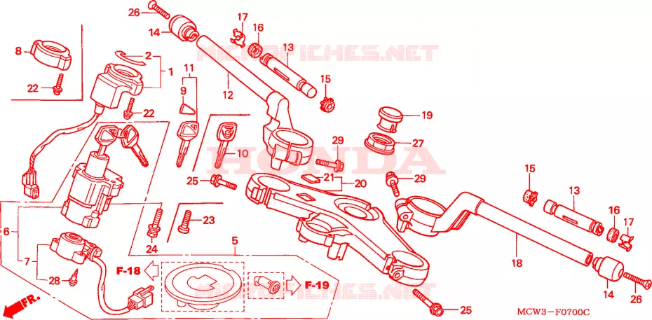 GUIDON - TE DE FOURCHE Honda MOTO 800 VFR 2002  VFR800A2