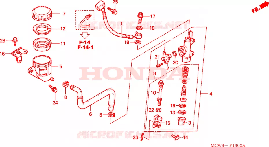 MAITRE-CYLINDRE DE FREIN ARRIERE Honda MOTO 800 VFR 2002  VFR800A2