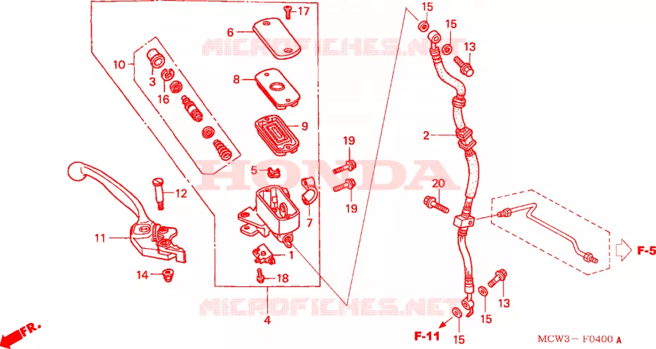 MAITRE-CYLINDRE FREIN AV.(VFR800) Honda MOTO 800 VFR 2005  VFR8005