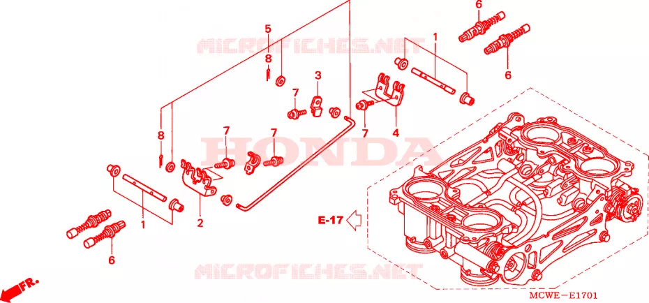 CORPS DE PAPILLON (PIECES CONSTITUTIVES) Honda MOTO 800 VFR 2006  VFR8006