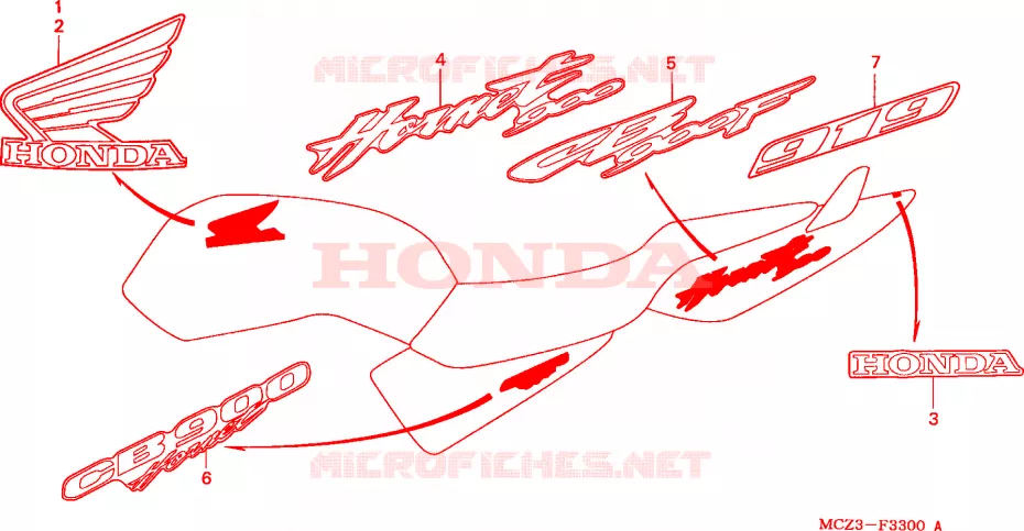 AUTOCOLLANTS Honda MOTO 900 HORNET 2003  CB900F3_A