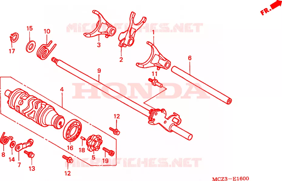 BARILLET DE SELECTION Honda MOTO 900 HORNET 2005  CB900F5