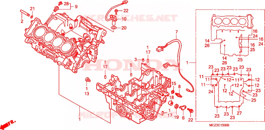 CARTER MOTEUR Honda MOTO 900 HORNET 2003  CB900F3