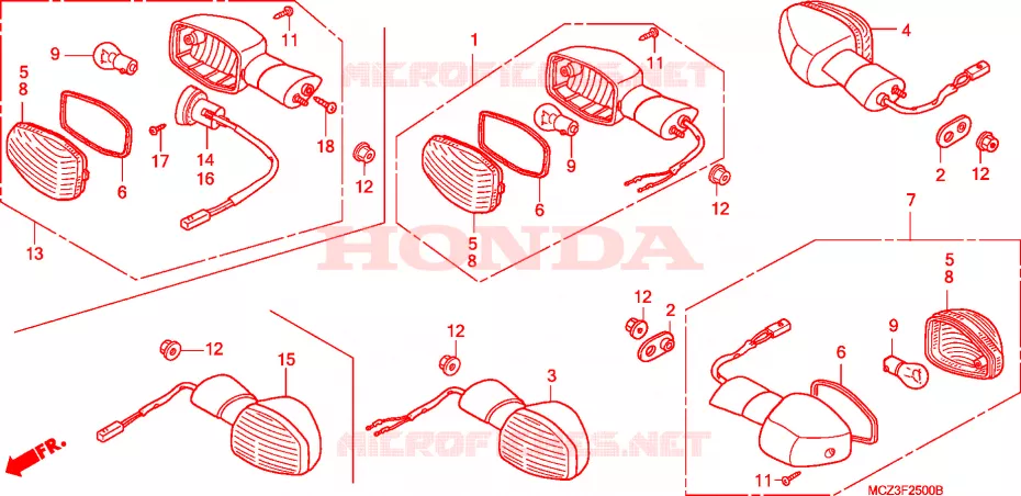 CLIGNOTANT (E/ED/EK/F/G/H/KO) Honda MOTO 900 HORNET 2006  CB900F5