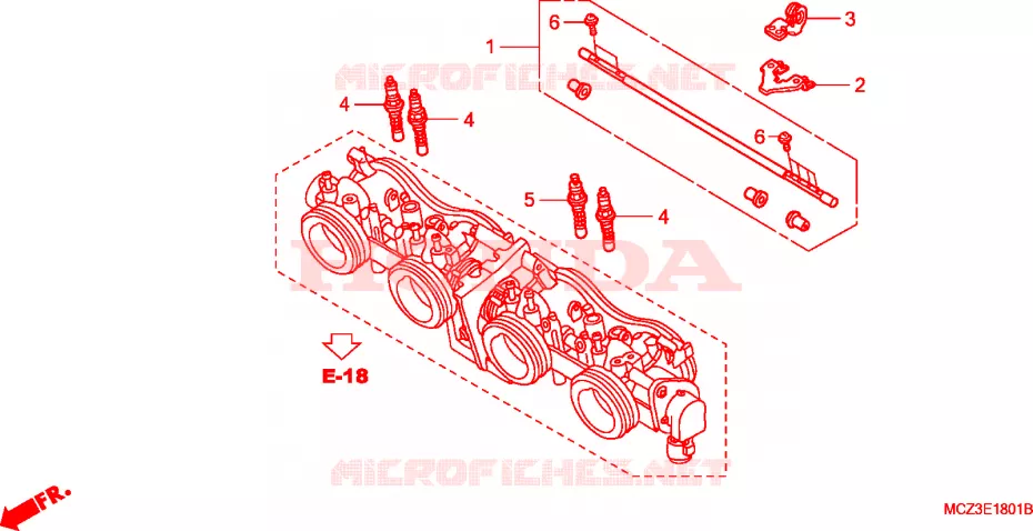 CORPS DE PAPILLON (PIECES CONSTITUTIVES) Honda MOTO 900 HORNET 2003  CB900F2