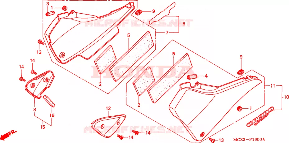 COUVERCLES LATERAUX Honda MOTO 900 HORNET 2006  CB900F6