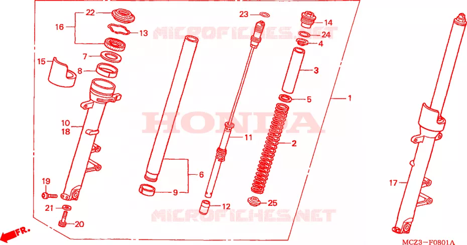 FOURCHE (CB900F4/5/6/7) Honda MOTO 900 HORNET 2006  CB900F6