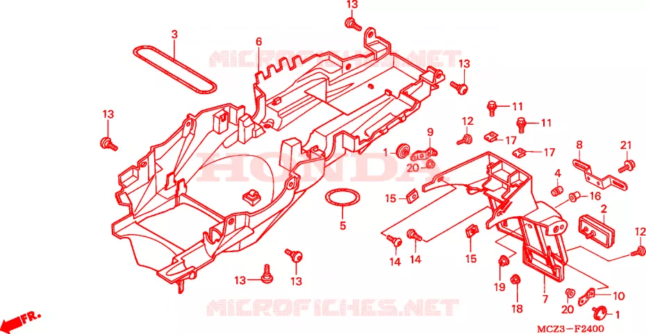 GARDE-BOUE ARRIERE Honda MOTO 900 HORNET 2006  CB900F6