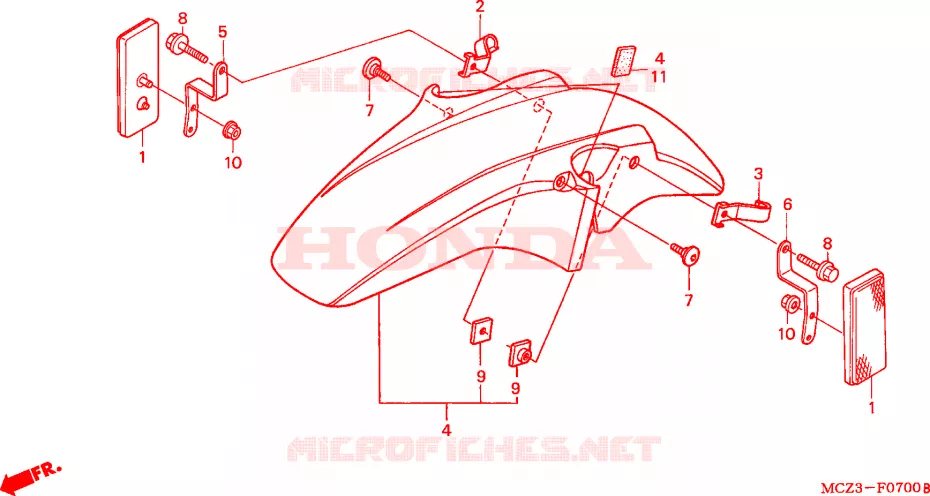 GARDE BOUE AVANT Honda MOTO 900 HORNET 2007  CB900F5