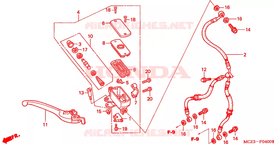 MAITRE CYLINDRE DE FREIN AVANT Honda MOTO 900 HORNET 2007  CB900F5