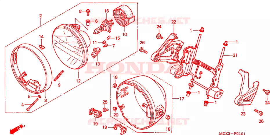 PHARE (CM/U) Honda MOTO 900 HORNET 2003  CB900F3_A