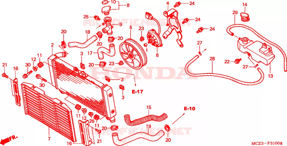RADIATEUR Honda MOTO 900 HORNET 2003  CB900F3_A