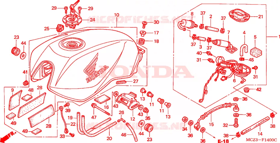 RESERVOIR A CARBURANT Honda MOTO 900 HORNET 2003  CB900F2