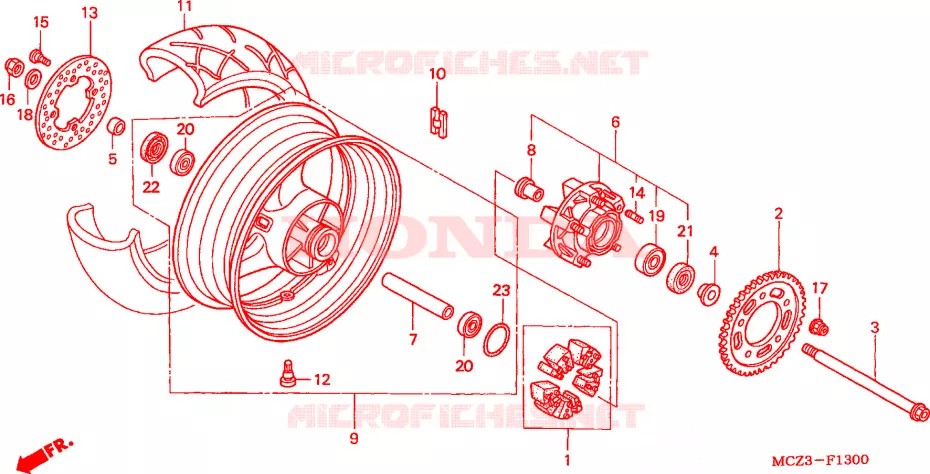 ROUE ARRIERE Honda MOTO 900 HORNET 2003  CB900F2