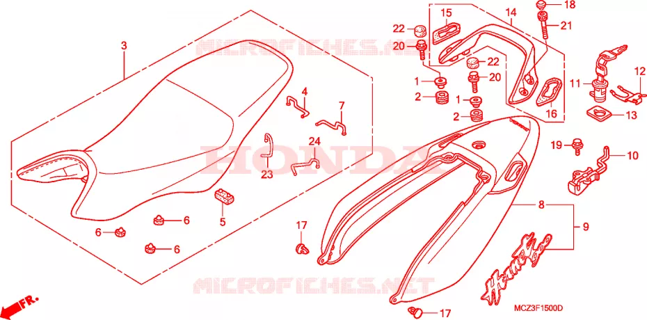 SELLE - CARENAGE ARRIERE Honda MOTO 900 HORNET 2003  CB900F2