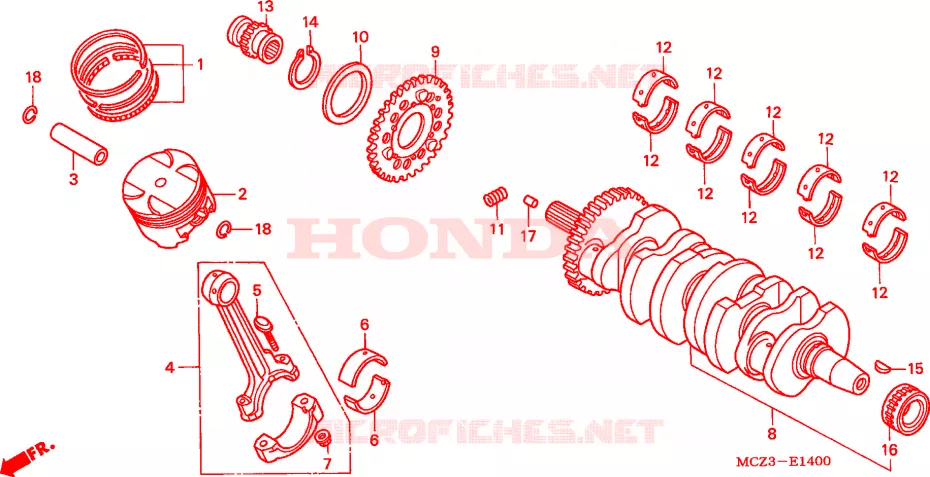 VILEBREQUIN - PISTON Honda MOTO 900 HORNET 2007  CB900F7