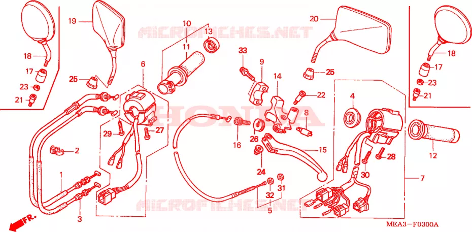 COMMODOS - POIGNEES - LEVIERS - CABLES Honda MOTO 1300 VTX 2005  VTX1300S5