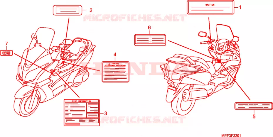 ETIQUETTE DE PRECAUTIONS(FJS400D9/FJS400A) Honda SCOOTER 400 SILVERWING 2009  FJS400D9
