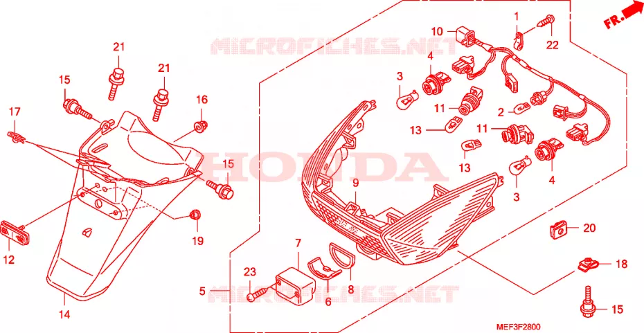FEU ARRIERE/GARDE-BOUE ARRIERE(FJS400D8) Honda SCOOTER 400 SILVERWING 2008  FJS400D8