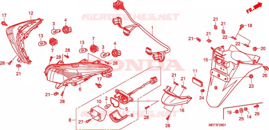FEU ARRIERE/GARDE-BOUE ARRIERE(FJS400D9/FJS400A) Honda SCOOTER 400 SILVERWING 2010  FJS400D9