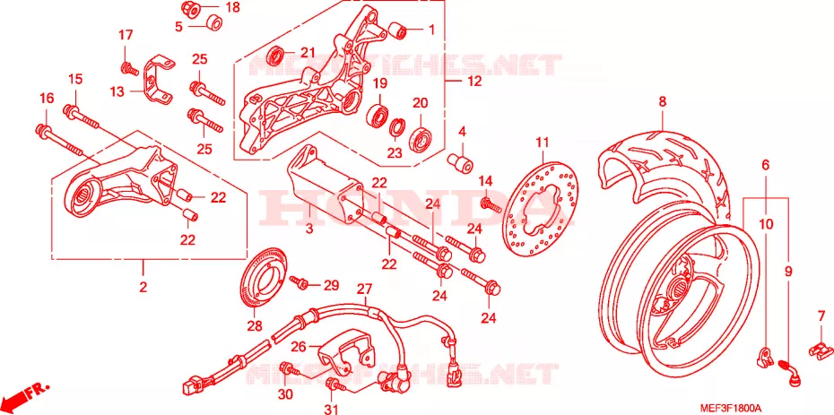 ROUE ARRIERE Honda SCOOTER 400 SILVERWING 2010  FJS400D9