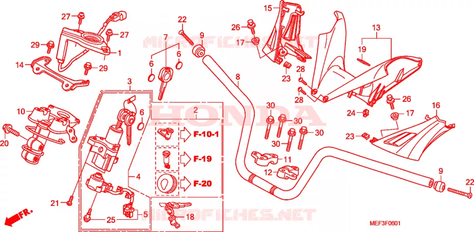 TUYAU DE GUIDON/REVETEMENT DE GUIDON(FJS400D9/FJS400A) Honda SCOOTER 400 SILVERWING 2015  FJS400D9