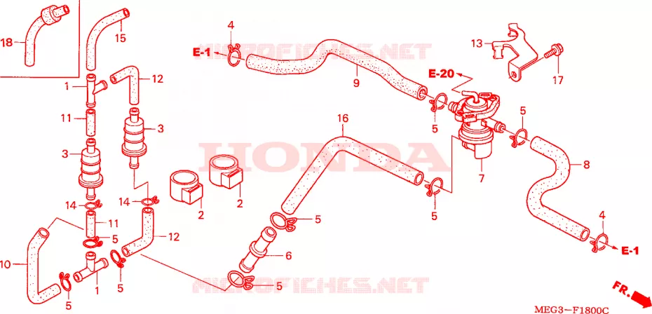 COMMANDE INJECTION D'AIR SOUPAPE Honda MOTO 750 SHADOW 2005  VT750CA5