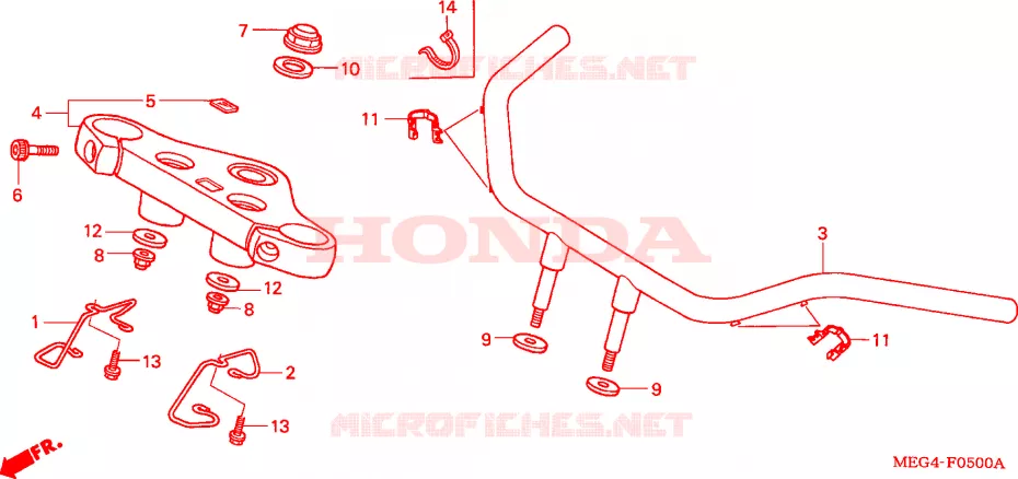GUIDON - TE DE FOURCHE Honda MOTO 750 SHADOW 2006  VT750CA6