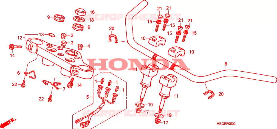 GUIDON - TE DE FOURCHE Honda MOTO 750 SHADOW 2008  VT750CA8