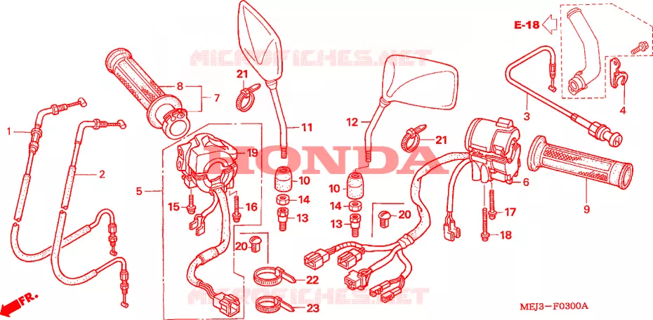 COMMODO - LEVIER - CABLE Honda MOTO 1300 CB 2004  CB1300F13