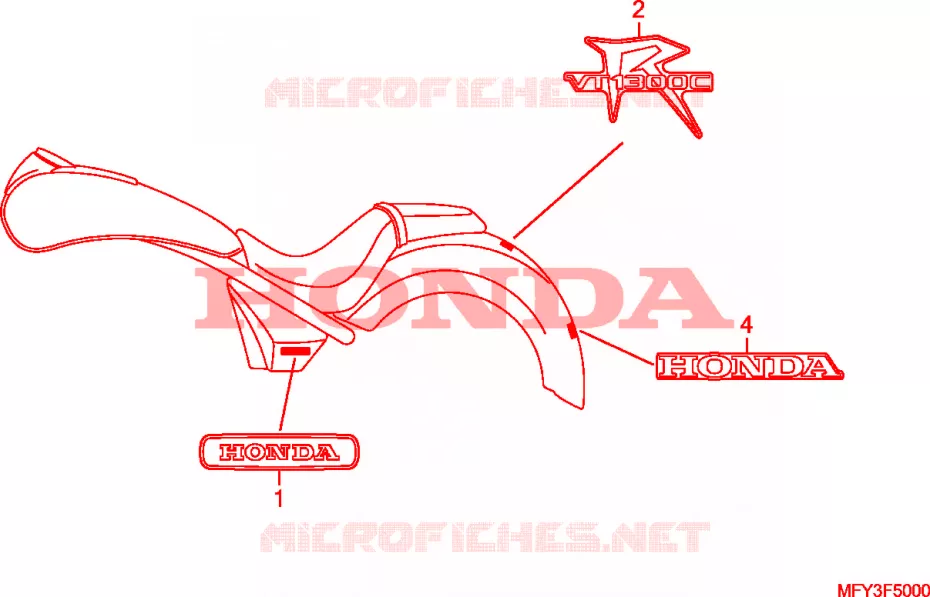 EMBLEME/MARQUE(VT1300CR/CRA) Honda MOTO 1300 VT 2010  VT1300CRAA