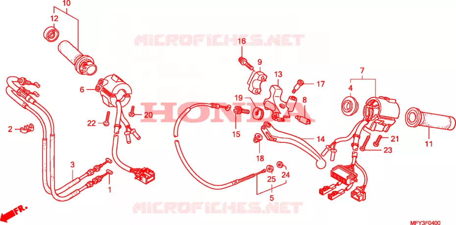 LEVIER DE GUIDON - CABLE - COMMODO Honda MOTO 1300 VT 2011  VT1300CRB