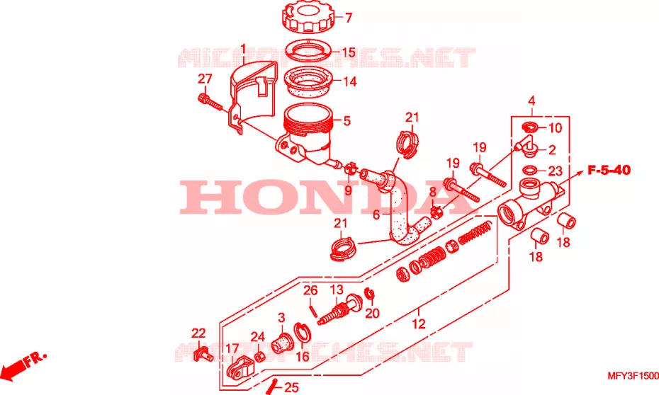 MAITRE-CYLINDRE DE FREIN ARRIERE Honda MOTO 1300 VT 2012  VT1300CSAB