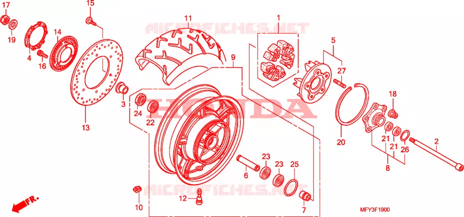 ROUE ARRIERE Honda MOTO 1300 VT 2012  VT1300CSAB