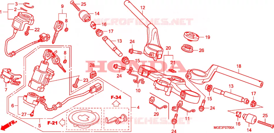 GUIDON - TE DE FOURCHE Honda MOTO 1200 VFR 2011  VFR1200FDB
