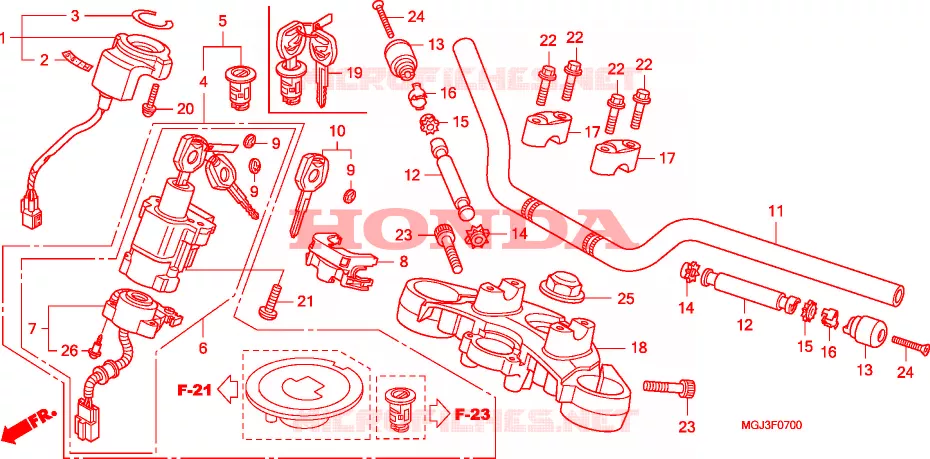 GUIDON - TE DE FOURCHE Honda MOTO 1000 CBF 2011  CBF1000FTB