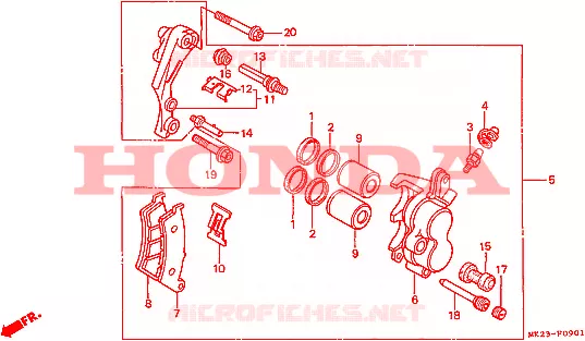 ETRIER DE FREIN AVANT Honda MOTO 600 XR 1990  XR600RL