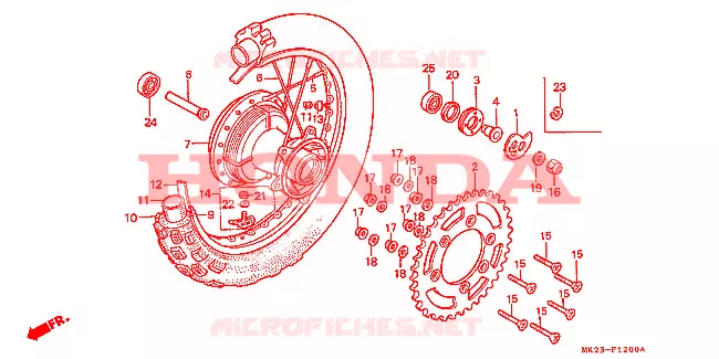 ROUE ARRIERE Honda MOTO 600 XR 1990  XR600RL