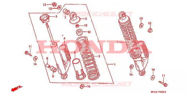 COUSSIN ARRIERE(1) Honda MOTO 500 XBR 1985  XBR500F