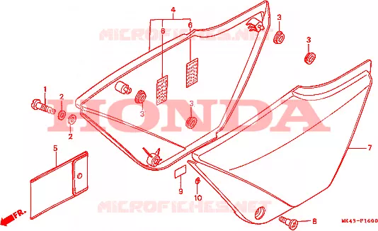 COUVERCLES LATERAUX Honda MOTO 500 XBR 1987  XBR500H