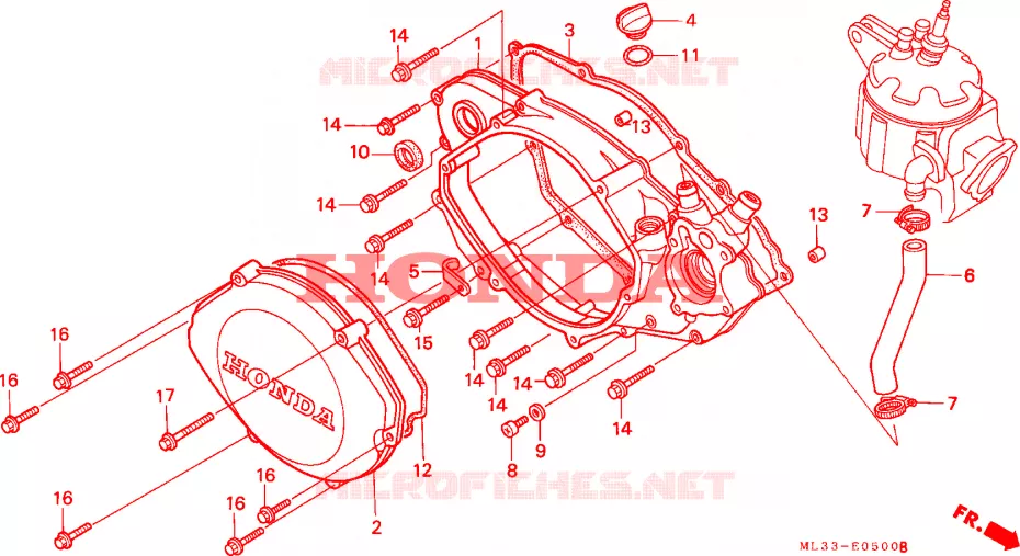 CARTER MOTEUR DROIT Honda MOTO 500 CR 1991  CR500RM