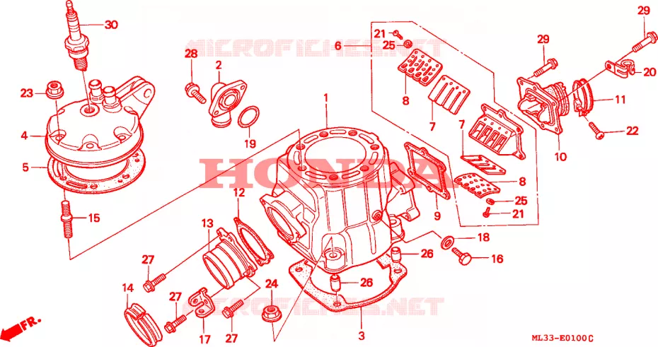 CULASSE - CYLINDRE Honda MOTO 500 CR 1994  CR500RR