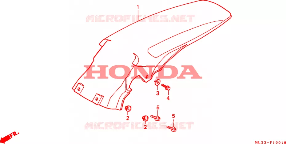 GARDE-BOUE ARRIERE(CR500RM-) Honda MOTO 500 CR 1993  CR500RP