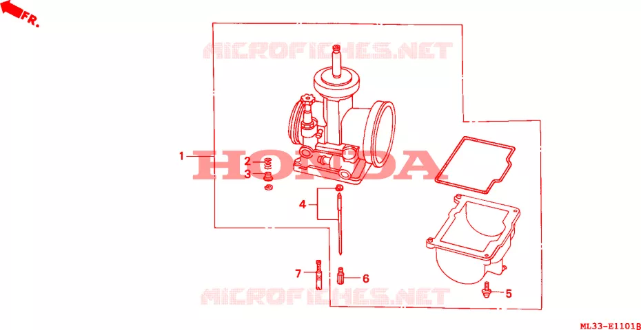 PIECES DE CARBURATEUR EN OPTION Honda MOTO 500 CR 1992  CR500RN