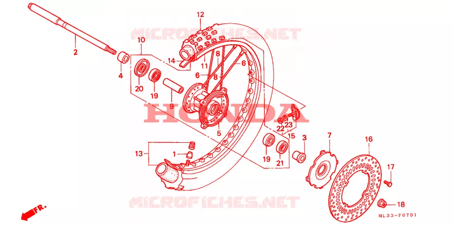 ROUE AVANT (CR500RN/RP/RR) Honda MOTO 500 CR 1992  CR500RN